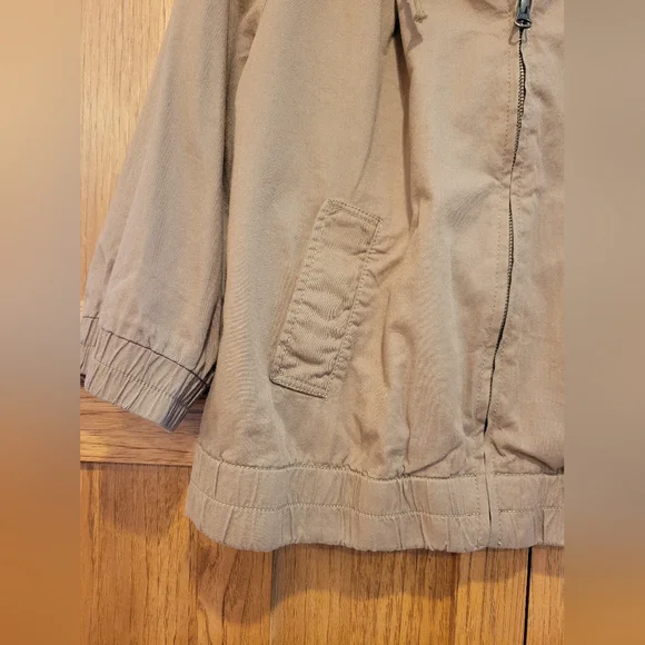 Old Navy 2011 Tan Lightweight 3/4 Sleeve Zip Front Jacket Womens Size Large - Picture 5 of 11